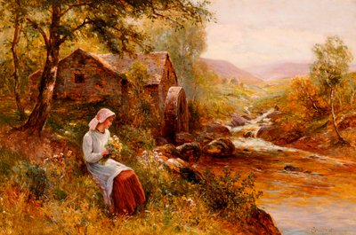 Une Jeune Fille cueillant des Fleurs de Printemps - Ernest Walbourn