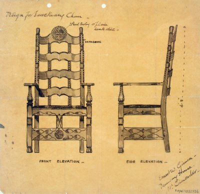 Design pour une chaise de sanctuaire - Ernest William Gimson