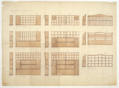 Designs pour des étagères à vaisselle, des buffets et des dressoirs en chêne anglais - Ernest William Gimson