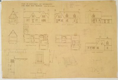 Paire de cottages à Kelmscott pour Miss May Morris, vers 1915 - Ernest William Gimson