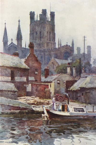 Cathédrale de Chester depuis le Canal - Ernest William Haslehust