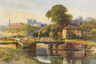 Exeter depuis le canal - Ernest William Haslehust