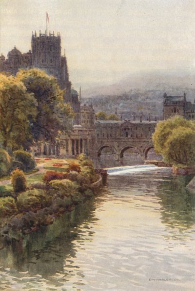 Vue depuis le Pont de North Parade, Bath - Ernest William Haslehust
