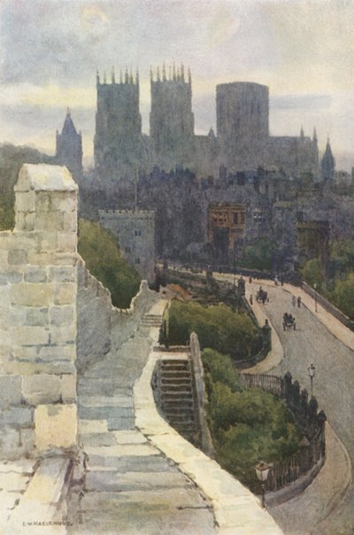 York depuis les Murs de la Ville - Ernest William Haslehust