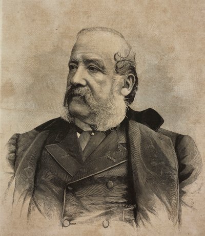 Portrait de Gerolamo Induno, peintre italien, gravure par Ernesto Mancastropa d