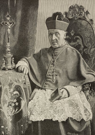 Portrait de Luigi Nazari de Calabiana (1808-1893), homme politique et archevêque italien, gravure par Ernesto Mancastropa d
