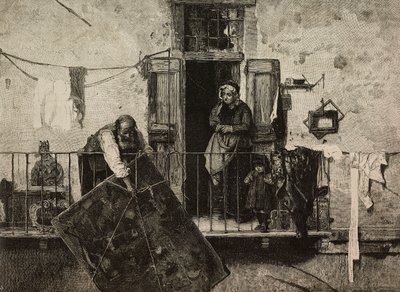 Saint Michel, Exposition des Beaux-Arts à Venise, Italie, gravure par Ernesto Mancastroppa d