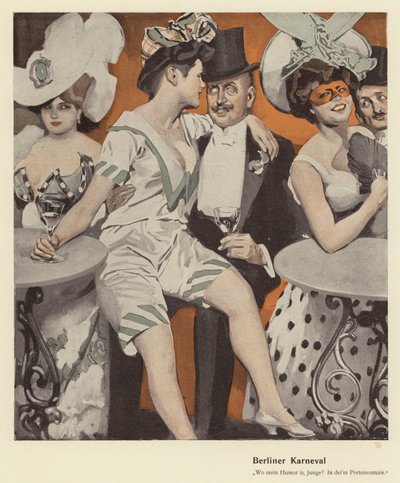 Carnaval de Berlin (lithographie en couleur) - Ernst (after) Heilemann