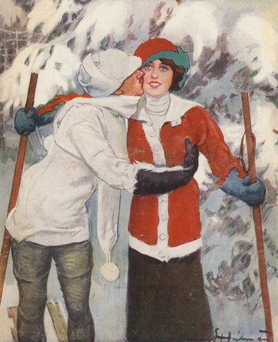 Couple skiant en hiver - Ernst (after) Heilemann