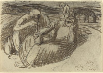Paysans italiens avec des flacons de vin - Ernst Barlach