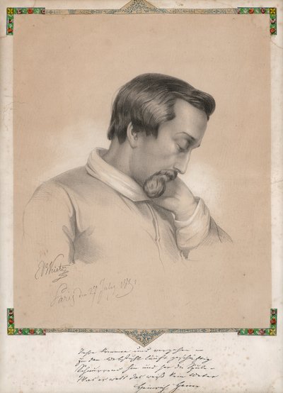 Julius Ernst Benedikt Kietz, Portrait de Heinrich Heine - Ernst Benedikt Kietz