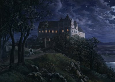 Château Scharfenberg la nuit, 1827 - Ernst Ferdinand Oehme