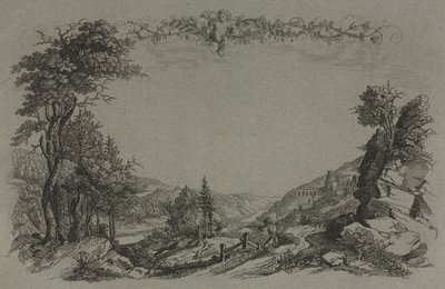 Six vues du château de Heidelberg : Couverture, scène de chasse, 1820 - Ernst Fries