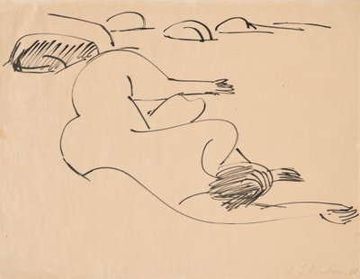 Erna allongée sur la plage parmi les rochers, 1912 - Ernst Ludwig Kirchner