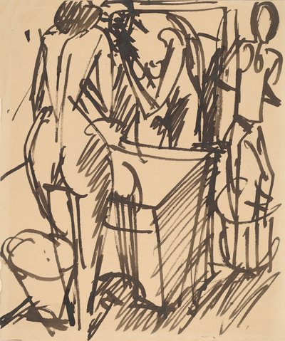 Nu avec un miroir, debout devant un lavabo, 1908-1910 - Ernst Ludwig Kirchner