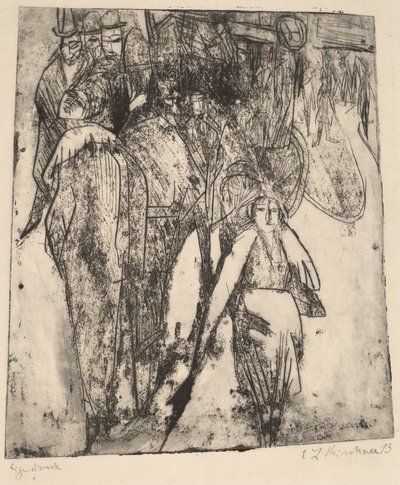 Scène de rue avec un omnibus, 1914 - Ernst Ludwig Kirchner