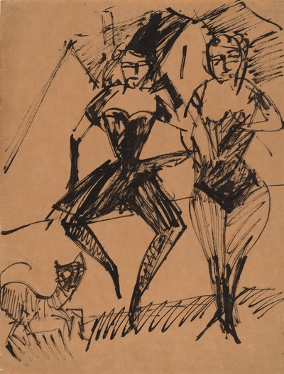Deux danseurs avec un chat, 1913 - Ernst Ludwig Kirchner