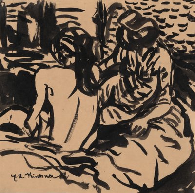 Deux nus sur un lit Isabella et une jeune fille - Ernst Ludwig Kirchner
