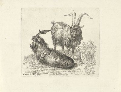 Deux béliers dans un pré - Ernst Ludwig Creite