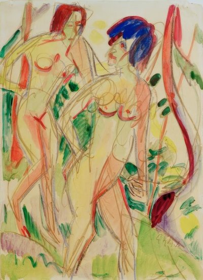 Nu dans la forêt, bleu - Ernst Ludwig Kirchner
