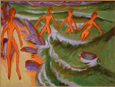 Baigneurs sur la plage (Fehmarn) - Ernst Ludwig Kirchner