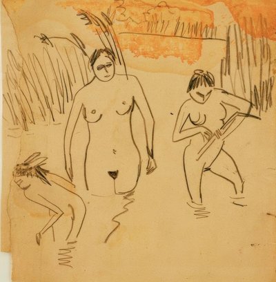 Baigneurs aux étangs de Moritzburg (à gauche Fränzi) - Ernst Ludwig Kirchner