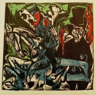 Rencontre de Schlemihl avec le petit homme gris dans la rue - Ernst Ludwig Kirchner
