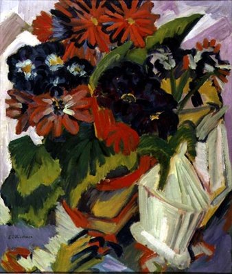 Bouquet de fleurs avec un sucrier - Ernst Ludwig Kirchner