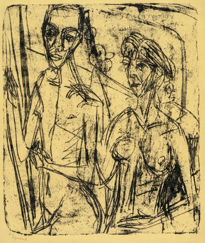 Couple dans une chambre, homme nu avec femme - Ernst Ludwig Kirchner