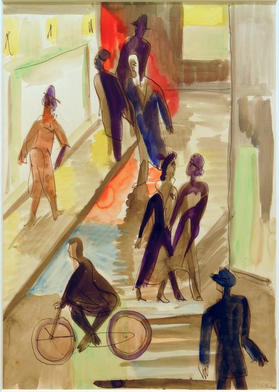 Scène de rue avec vélo - Ernst Ludwig Kirchner