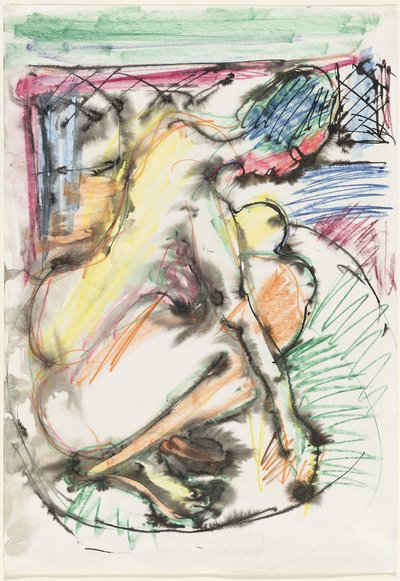 Erna se baignant dans une baignoire - Ernst Ludwig Kirchner