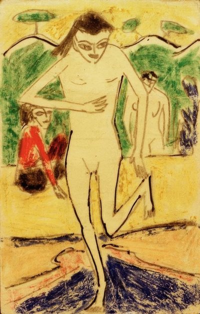 Fränzi devant une tapisserie - Ernst Ludwig Kirchner