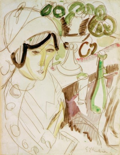 Femme au chapeau rond (Erna) - Ernst Ludwig Kirchner