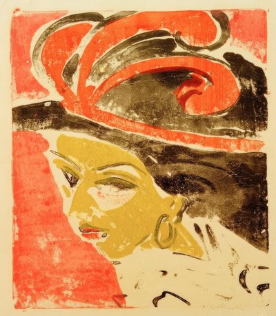 Tête de cocotte avec chapeau à plumes - Ernst Ludwig Kirchner