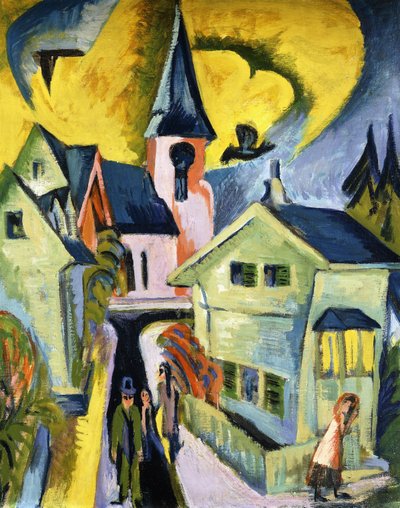 Königstein avec église rouge - Ernst Ludwig Kirchner