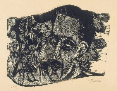 Tête du Dr. Ludwig Binswanger et petite fille. 1917/18 - Ernst Ludwig Kirchner