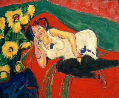 Femme allongée en chemise blanche - Ernst Ludwig Kirchner