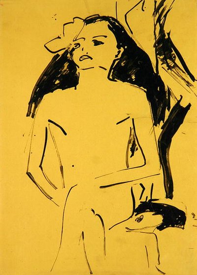 Marzella avec ses cheveux lâchés - Ernst Ludwig Kirchner
