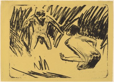 Hommes éclaboussant dans les roseaux - Ernst Ludwig Kirchner
