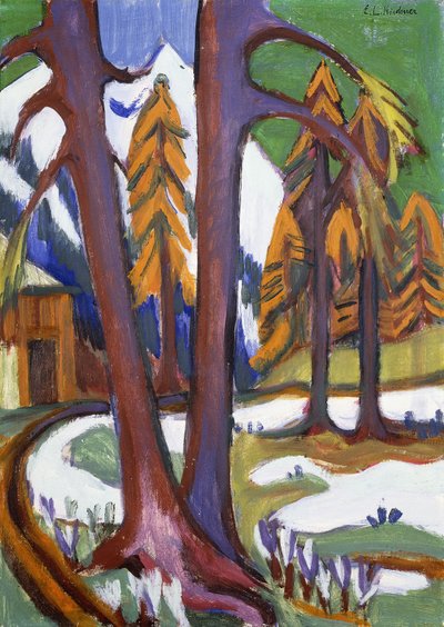 Berg-Vorfrühling mit Lärchen - Ernst Ludwig Kirchner