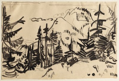 Paysage de montagne avec des sapins - Ernst Ludwig Kirchner