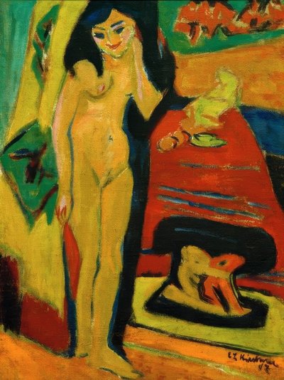 Fille nue derrière un rideau (Fränzi) - Ernst Ludwig Kirchner