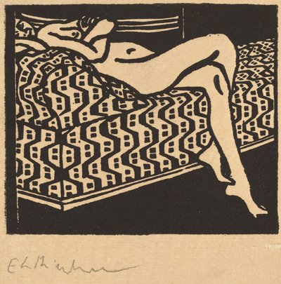 Jeune fille nue allongée sur un canapé - Ernst Ludwig Kirchner