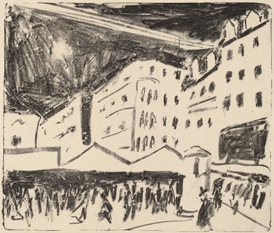 Ancien marché à Dresde avec foire annuelle - Ernst Ludwig Kirchner