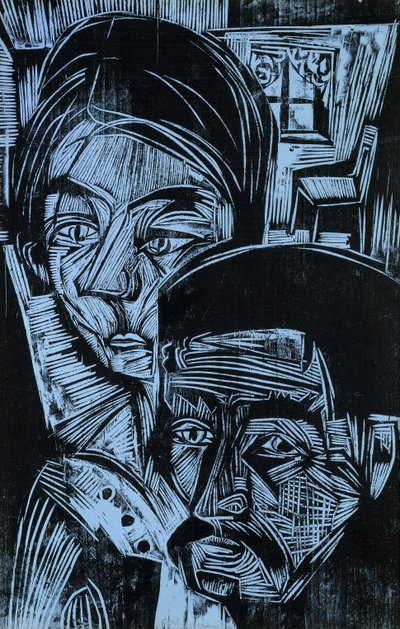 Couple de paysans dans le cottage, 1919 - Ernst Ludwig Kirchner