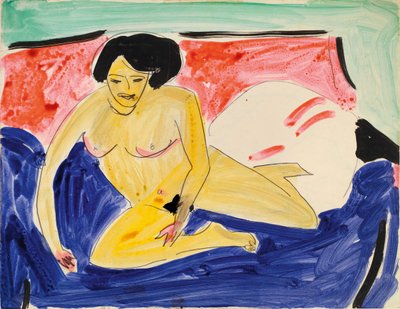 Nu assis sur un divan, 1909 - Ernst Ludwig Kirchner