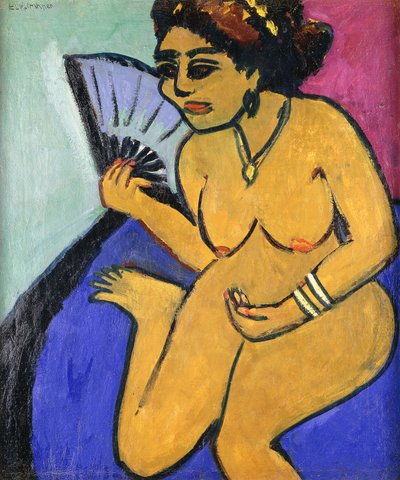 Nu assis avec éventail, 1910-11 - Ernst Ludwig Kirchner