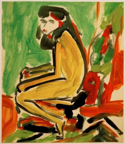 Fränzi assise avec visage blanc - Ernst Ludwig Kirchner