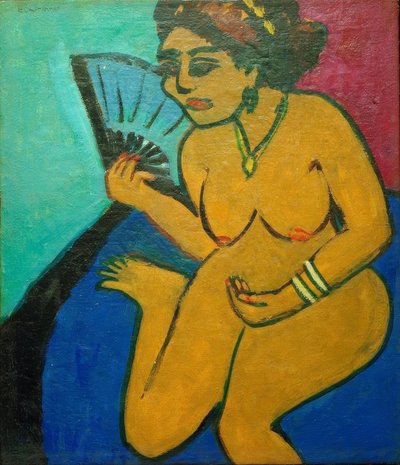 Nu assis avec éventail - Ernst Ludwig Kirchner