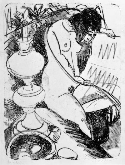 Nu assis lisant - Ernst Ludwig Kirchner